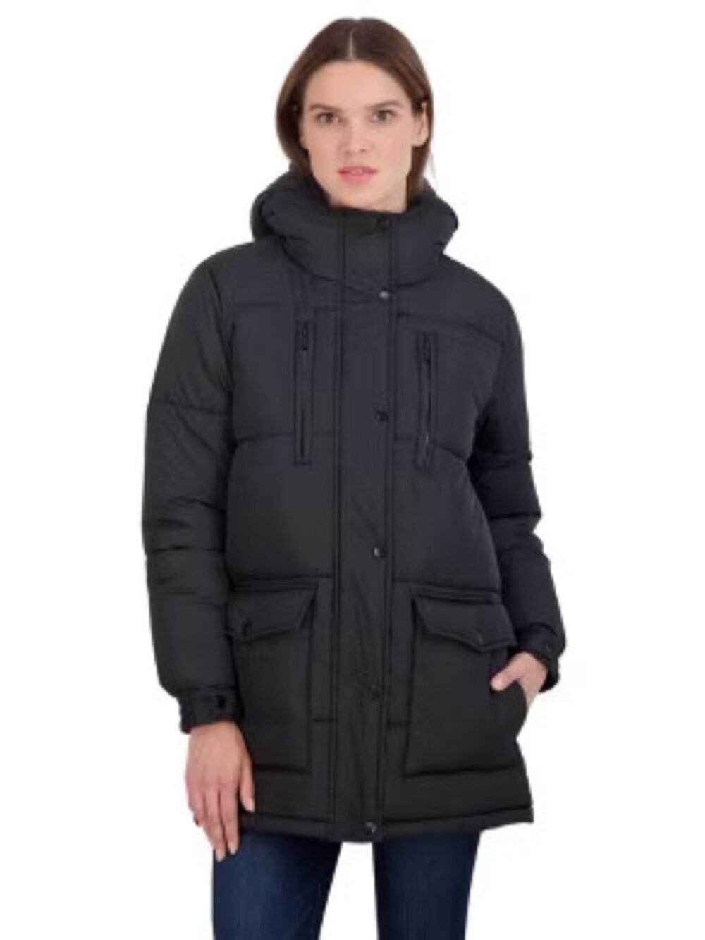 Women's Winter Puffer Parka Coat - S.E.B. By SEBBY Black Small
